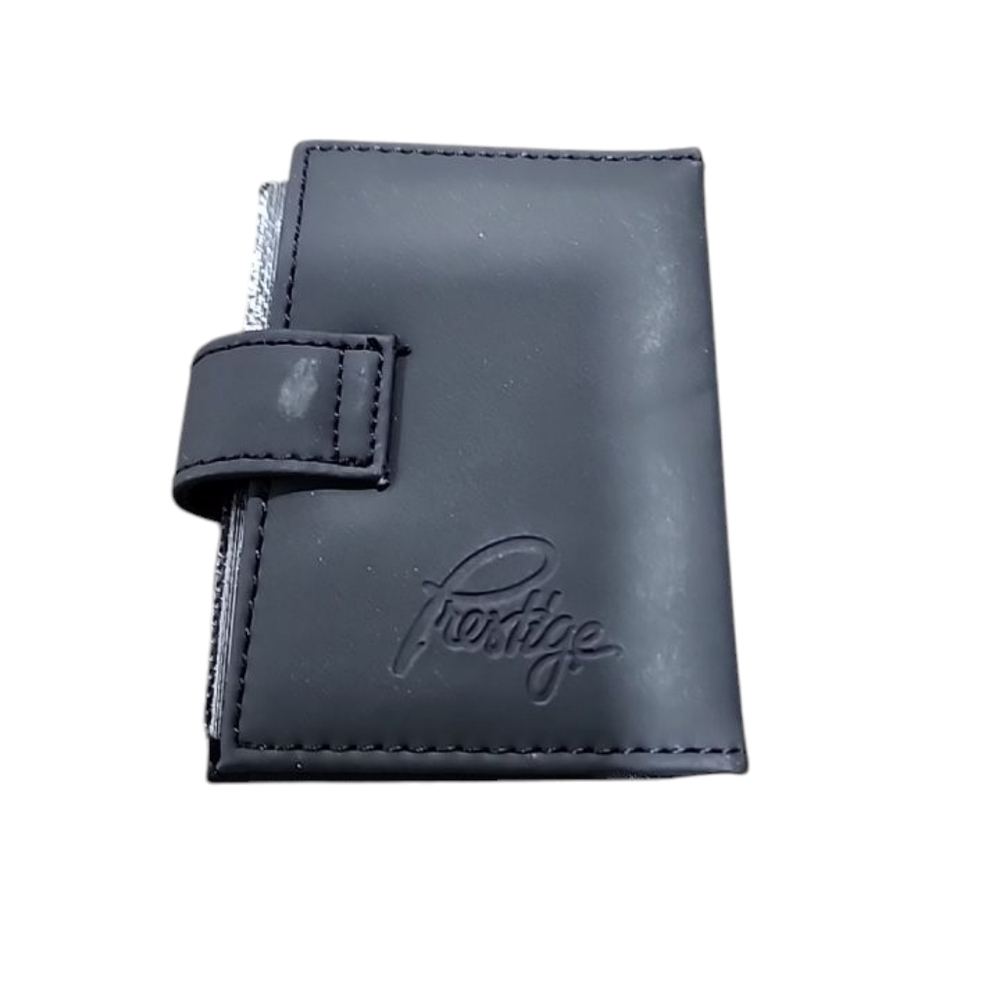 Prestige photo Black leather holder book holds 40 Senior share wallet album NWOT